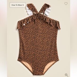 J Crew Girls' ruffle halter-neck one-piece swimsuit